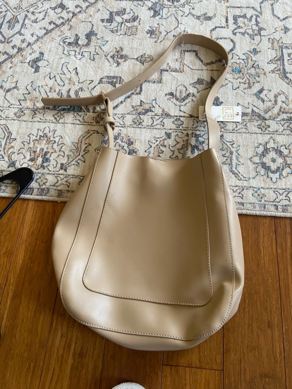 UrbanExpressions  Minimalist Beige Shoulder Bag - Vegan Leather